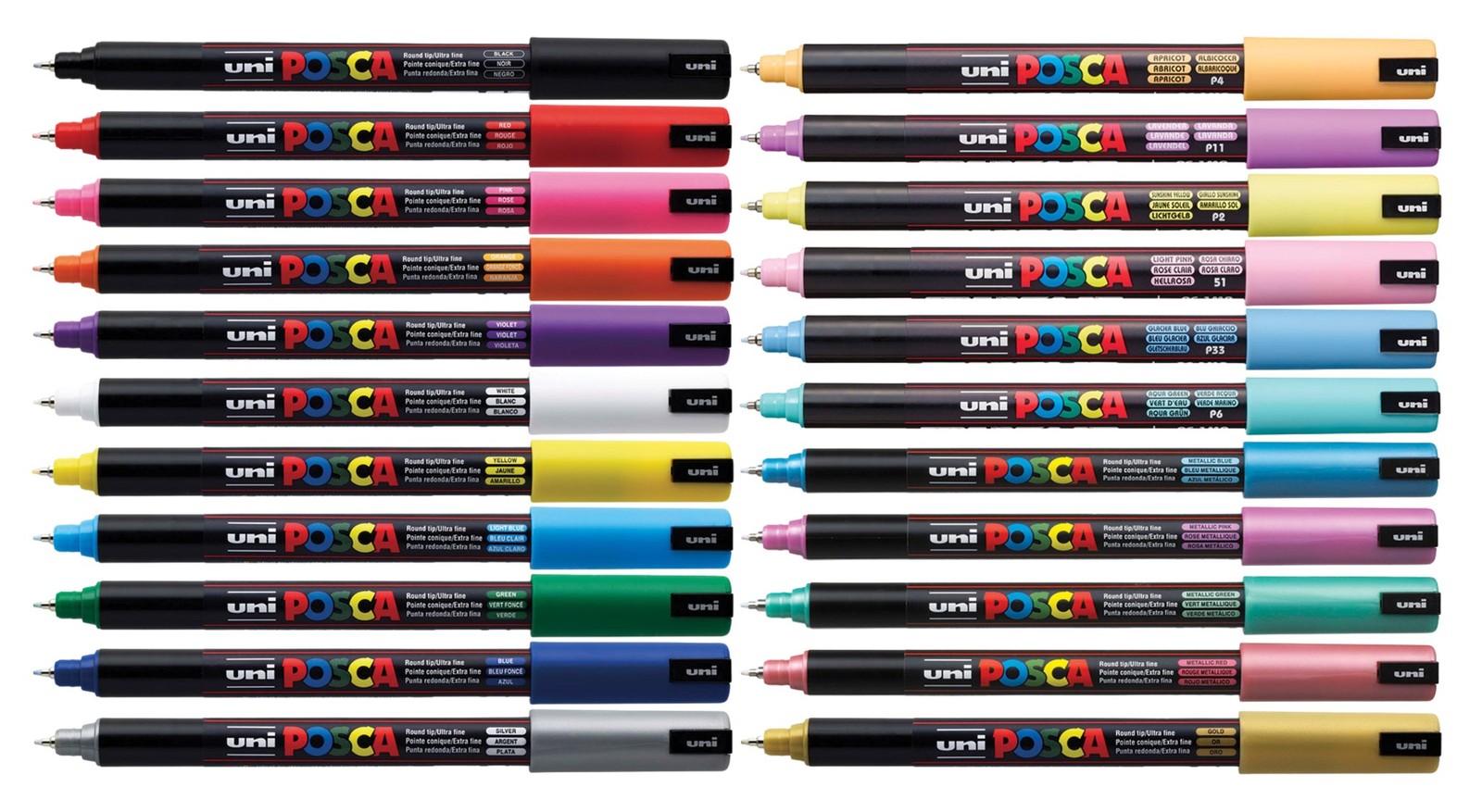 Uni Posca PC-1MR Paint Marker Pen Ultra-Fine Bullet Tip Nib 0.7mm (22 Pen Set)