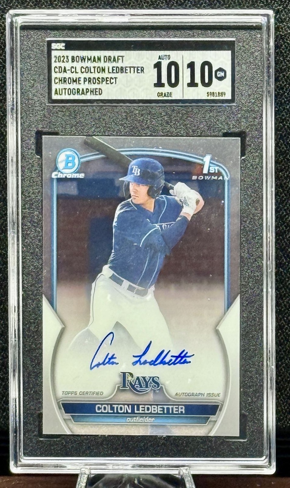 Colton Ledbetter 2023 Bowman Chrome Rookie 1st Card RC Auto SGC 10 #CDA-CL Tampa