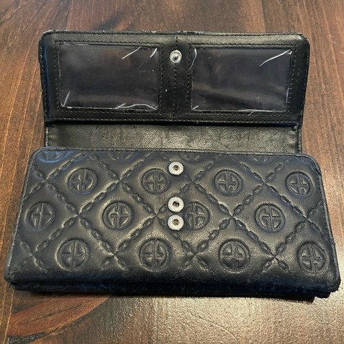 Cartera negra informal con cierre de botones para mujer compartimentos tarjetas cambio de dinero - Imagen 2 de 5
