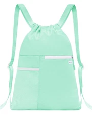 Drawstring Backpack with Mesh Pocket Water Resistant String Beach Swim Sports...