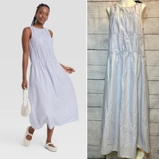    Universal Thread - Ruched Maxi A-Line Dress - Light Blue Cotton Size M NWT