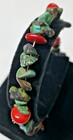 Native American Vintage Style Turquoise Red Coral Chip Wire Bracelet 17.7 Grams — photo 2