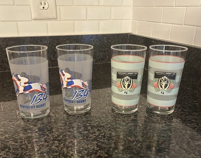 *LOT OF 4 KENTUCKY DERBY 130TH (2) & 134TH (2) RUNNING 12 OZ MINT JULEP GLASSES 