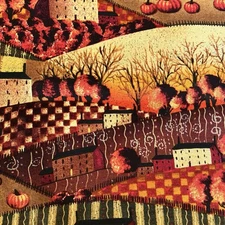 Autumn Scenic Country Fields Pumpkins Trees Barns Mary Beth Baxter 2.6 Yards