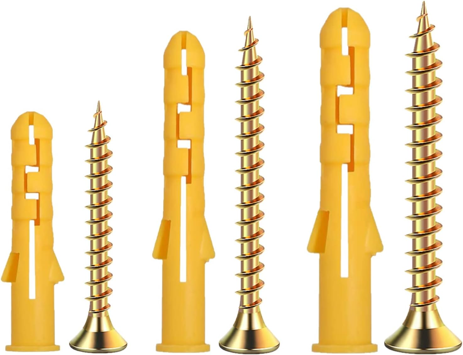 68 Pcs Wall Plugs and Screws Set,Masonry Brick Concrete Fixings Plugs Assortment
