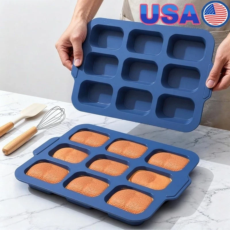 Silicone Mini Loaf Pans 2 Pack Non Stick Durable Bread Baking Molds Oven Safe US