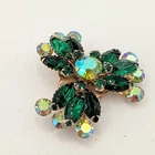 Vintage Classic Green Rhinestone AB Pin Brooch Estate Costume Jewelry