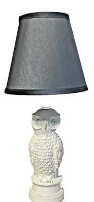 White Accent Poly Resin Owl Lamp Base 18.5 in Tall w/ Blue Shade