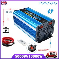 5000W 10000W Pure Sine Wave Power Inverter 12V to 240V Remote Converter USB 2AC