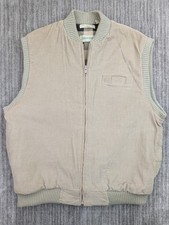 Vtg St Johns Bay Corduroy Vest Mens L Beige Quilt Lined Insulated Hunting Hiking