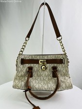 Michael Kors Signature Coated Canvas Hamilton Satchel in Vanilla