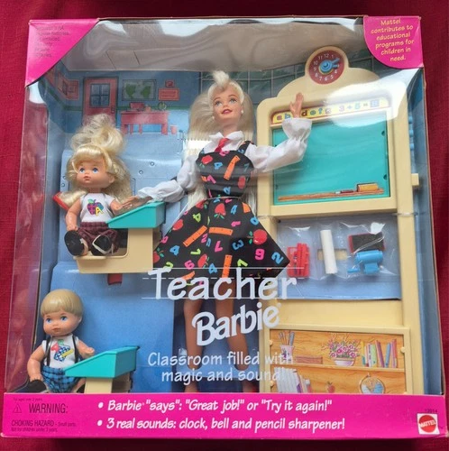​VTG 1995 Teacher Barbie Set #13914 Mattel NRFB New In Box Talking Classroom