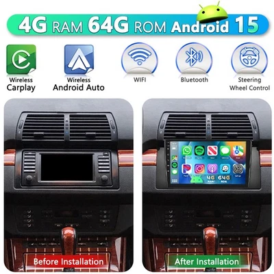 4+64G Android 15 Autoradio Navi BT Für BMW E53 E53 X5 E39 GPS WIFI Apple CarPlay - Bild 1 von 4