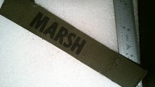 MILITARY PATCH SEW ON US ARMY NAME TAPE OD GREEN VIETNAM ERA WITH NAME MARSH