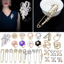 Womens Scarf Buckle Ring Clip Holder Crystal Flower Brooch Scarves Jewelry Gift✿