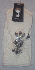 MIXIT KNIT SOFT IVORY HEADBAND W/ LARGE RHINESTONE DECORATION ONE SIZE NWT
