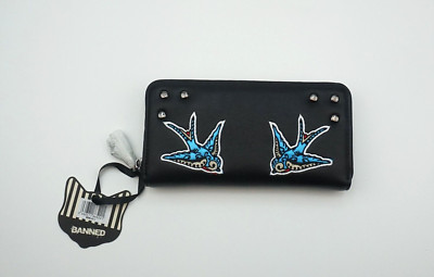 Banned  Brieftasche  Schwarz Portemonnaie Geldbörse Rockabilly Gothic WBN1411