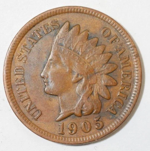 1905 Indian Head Penny, coin is a Very Fine small cent (8+ items ship for free)