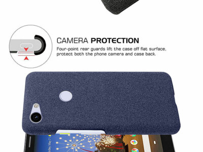 Google Pixel 3a Coque Fabric Anti Rutsch Stoff Textur Hülle Dunkelblau Ultra Light