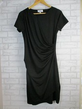 Heine 38, Bodycon dress Black solid round neck short sleeves wrap stretch