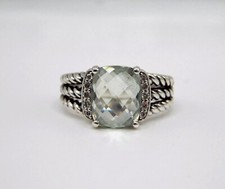 Sterling Silver David Yurman Wheaton Prasiolite Petite Diamond Ring 4.75. Q-37