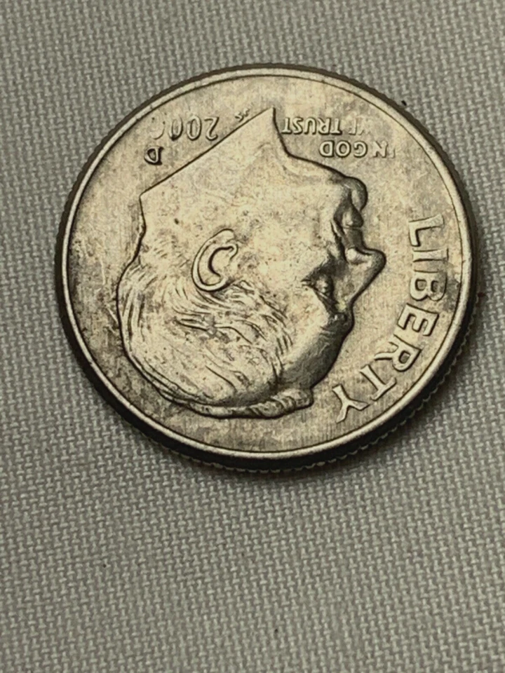 2000 D  Off Centered Dime Nice Error  Shallow Hit Date RARE Circulated Ungraded - Image 3 of 4