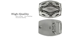 American Southwest Geometric Pattern Sterling Silver Plated Western Belt Buckle