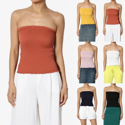 smocked tube top with straps