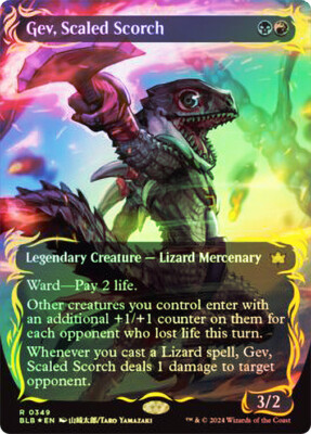MTG FOIL Gev, Scaled Scorch Borderless Raised Foil