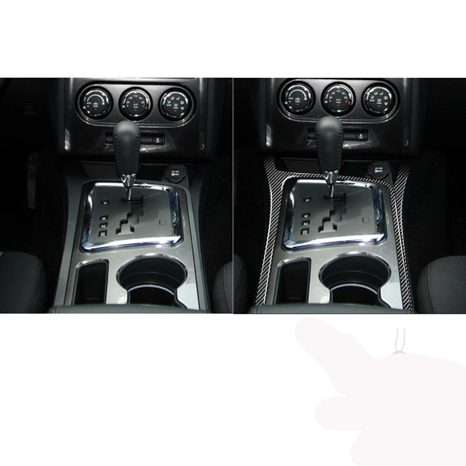 Cubierta interior del panel de cambio de marchas de fibra de carbono para Dodge Challenger 2008-2014 Foto 3 de 4