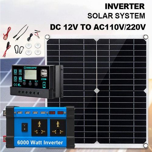6000W 110V 100A Solar Panel Kit Complete Solar Power Generator Home Grid SystepO - Picture 2 of 12