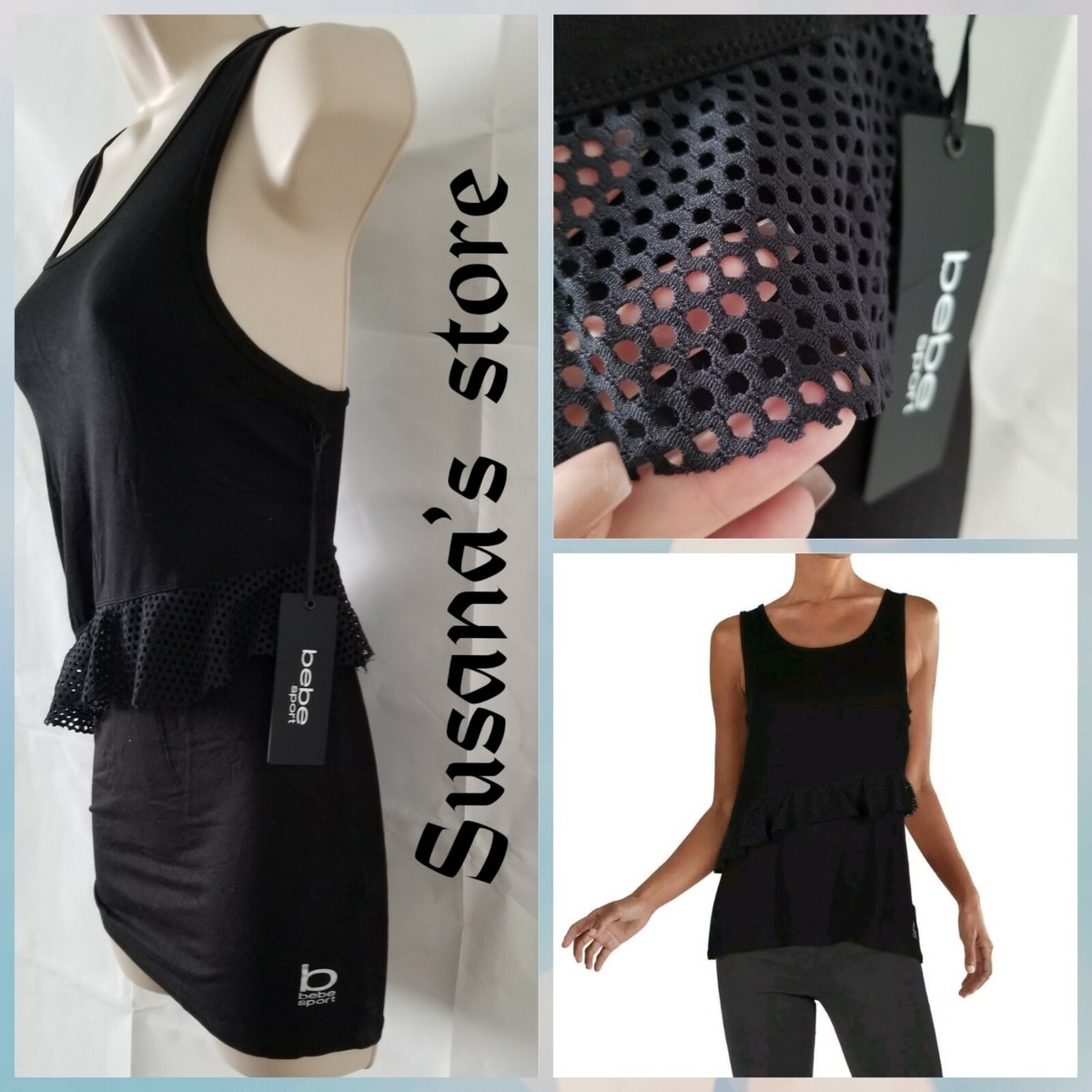 NWT bebe SIZE S Black Yoga Fitness Run Sport Tank Top Confy, very soft 😍