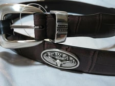 Men's Brown Genuine Leather Belt with UT University of Texas Conchos Size 30 R+