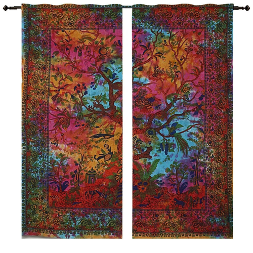 Multicolor Tree Of Life Stylish Pure Cotton Mandala Curtain Perfect for Any Room