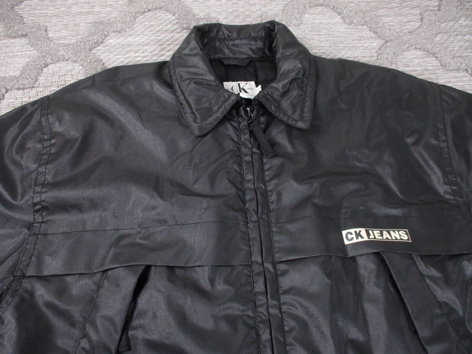 Vintage Calvin Klein Jacket Mens Large Black Quilted Lined Full Zip - Image 2 of 4