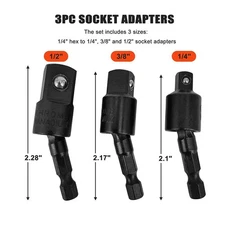 Practical Socket Adapter Adapters 360?? Rotatable 3pcs Chrome-vanadium Steel