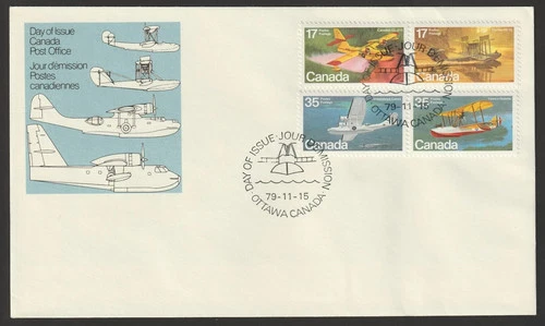CANADA 1979 AIRCRAFTS, FLYING BOATS #843-46 FIRST DAY COVER !! N35