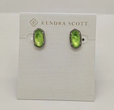 New Kendra Scott Ellie Gold Stud Earrings In Peridot