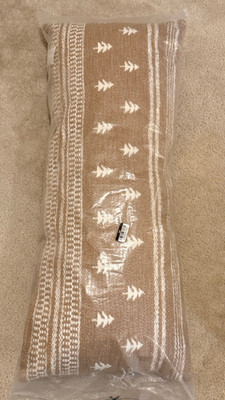 NEW Threshold Studio McGee Oversized Lumbar Woven Tree Pillow 14x34'' Camel Cream