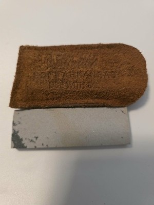 Hiram A. Smith Whetstone Arkansas Stone  With Leather Suede Pouch Vintage New