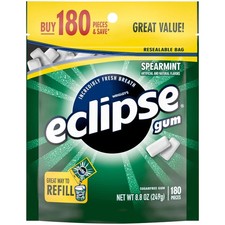 Eclipse Spearmint Sugar Free Chewing Gum, Value Pack - 180 ct Bag