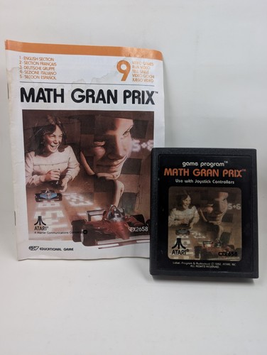 Math Gran Prix Atari 2600 Cartridge With Manual CX2658 1982 Tested & Cleaned