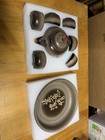Speckled Brown/Beige Ceramic Tea Set Glossy Teapot w/ Lid, 6 Cups, Tray — photo 5