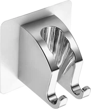 Chrome Handheld Shower Head Holder with 2 Hanger Hooks Strong Adhesive Shower...