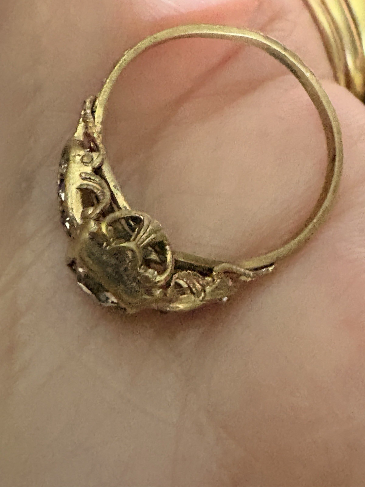 Antique Victorian Paste Ring Closed Back Paste St… - image 3