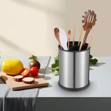 Stainless Steel Cooking Utensil Holder,360° Rotating Kitchen silver 