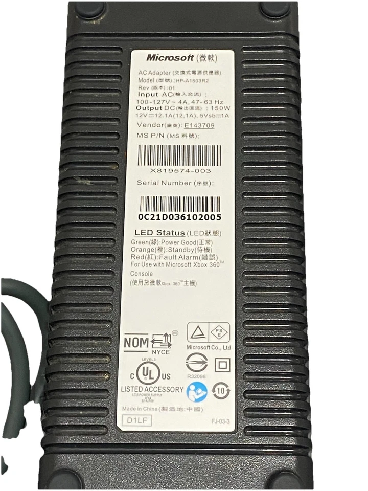 Xbox 360 AC Adapter Power Supply Brick OEM 150W HP-A1503R2 - Image 3 of 4