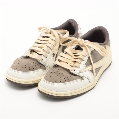 Nike x Travis Scott AIR JORDAN 1 Leather Sneakers 24cm Unisex Gray 