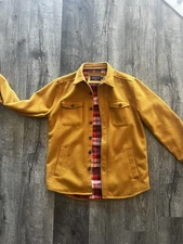 The Normal Brand Brightside Flannel Lined Wool Blend Workwear Jacket Gold Small.