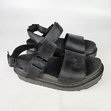 Dr. Martens Women's Voss Black Leather Strap Platform Sandals Size: US 6